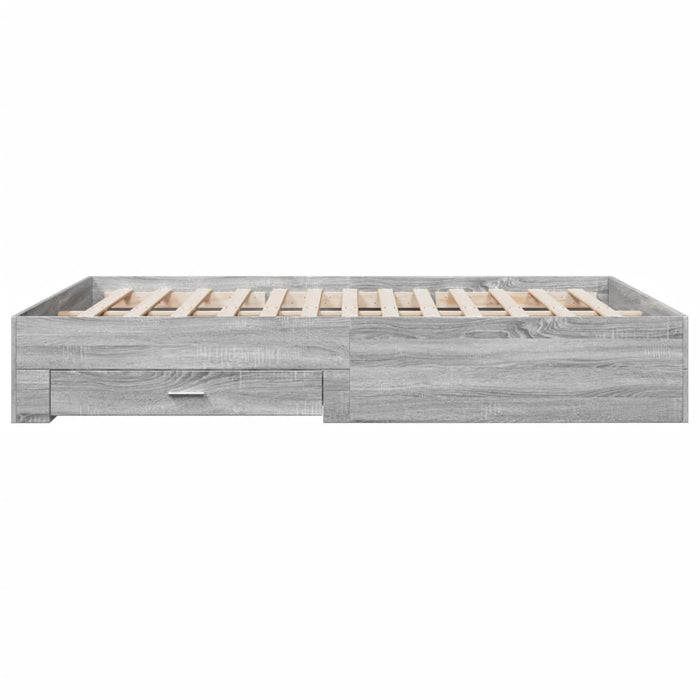 Cadru de pat cu sertare gri sonoma 140x200 cm lemn prelucrat WALTI