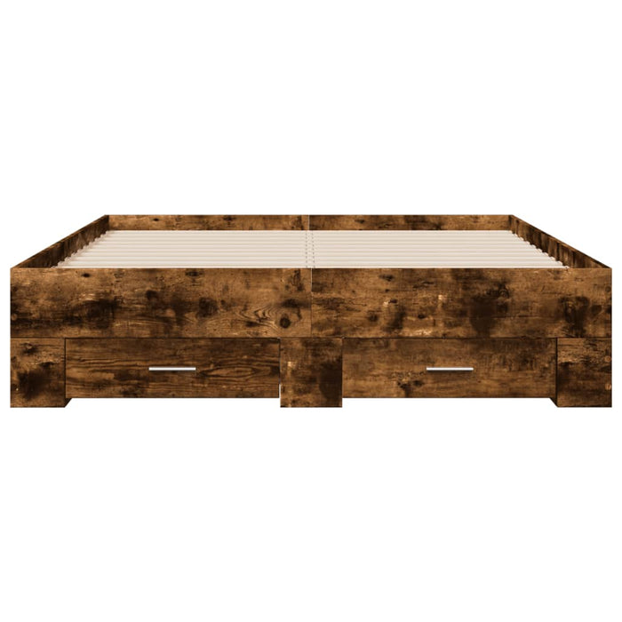 Cadru pat cu sertare stejar fumuriu 120x200 cm lemn prelucrat - WALTI WALTI