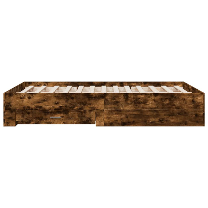 Cadru pat cu sertare stejar fumuriu 120x200 cm lemn prelucrat - WALTI WALTI
