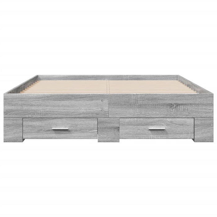 Cadru de pat cu sertare gri sonoma 120x200 cm lemn prelucrat WALTI