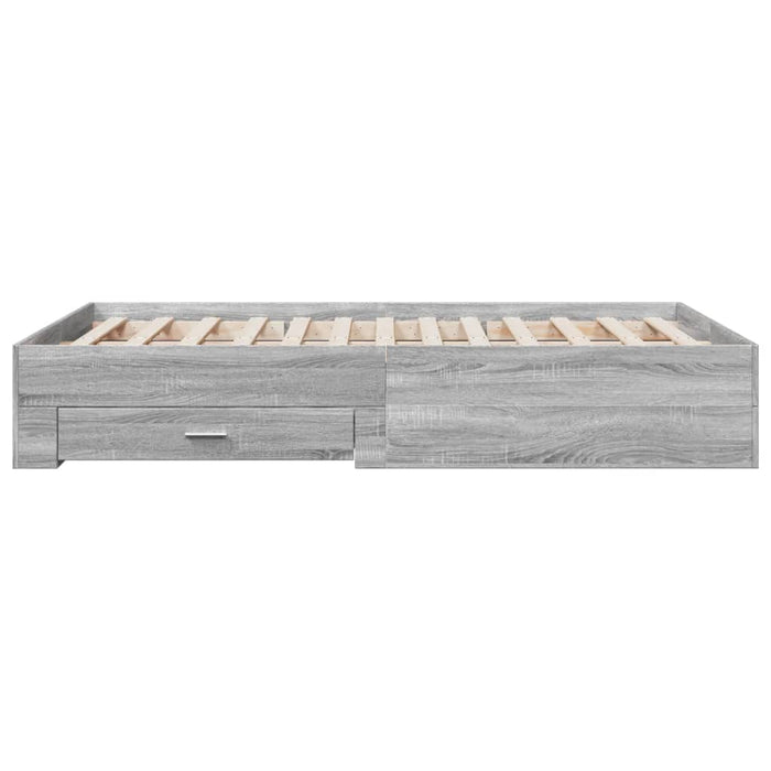 Cadru de pat cu sertare gri sonoma 120x200 cm lemn prelucrat WALTI