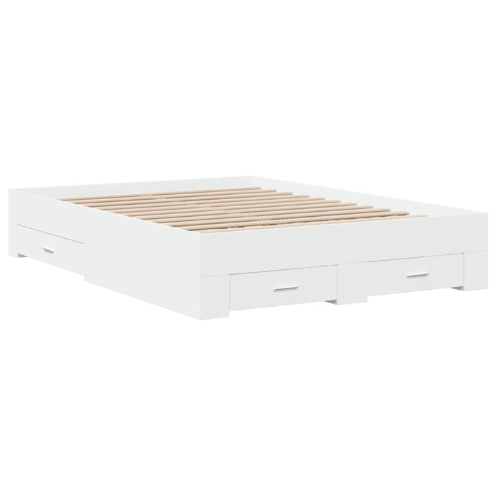 Cadru pat cu sertare alb extralucios 140x190 cm, lemn prelucrat - WALTI WALTI