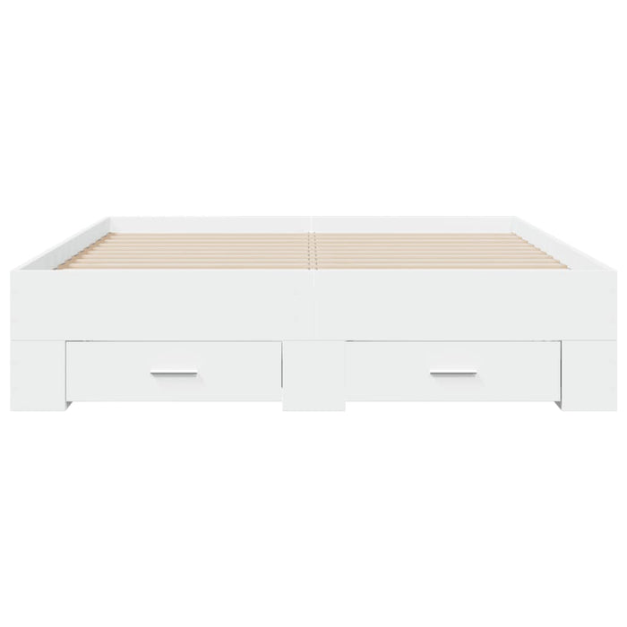 Cadru pat cu sertare alb extralucios 140x190 cm, lemn prelucrat - WALTI WALTI