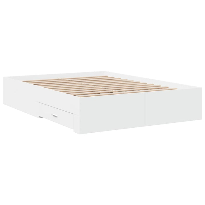 Cadru pat cu sertare alb extralucios 140x190 cm, lemn prelucrat - WALTI WALTI