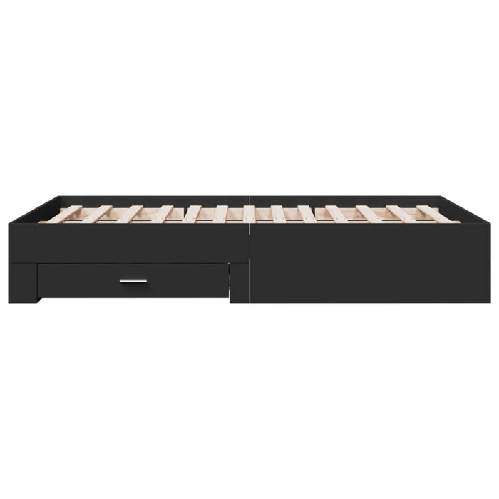 Cadru de pat cu sertare, negru, 140x190 cm, lemn prelucrat WALTI
