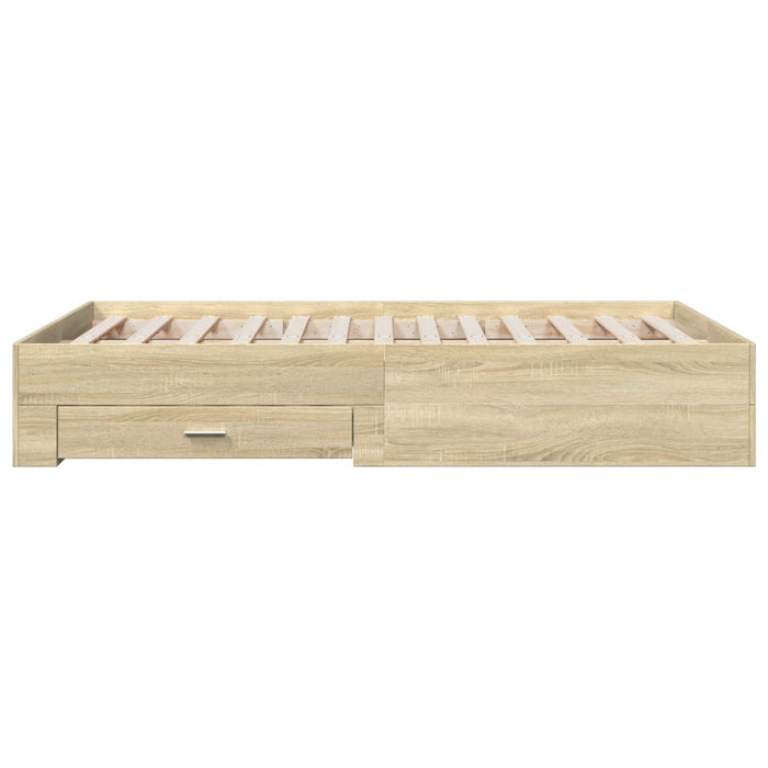 Cadru de pat cu sertare stejar sonoma 140x190 cm lemn prelucrat WALTI