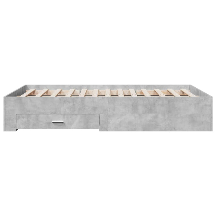 Cadru de pat cu sertare, gri beton, 140x190 cm, lemn prelucrat - WALTI WALTI