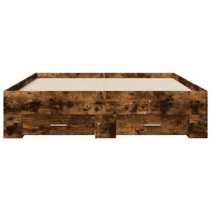 Cadru pat cu sertare stejar fumuriu 140x190 cm lemn prelucrat WALTI