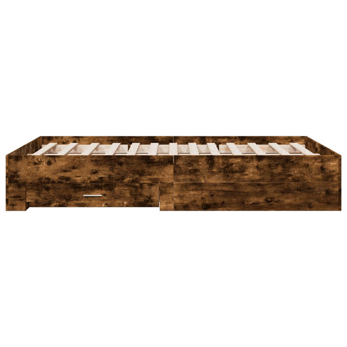 Cadru pat cu sertare stejar fumuriu 140x190 cm lemn prelucrat WALTI