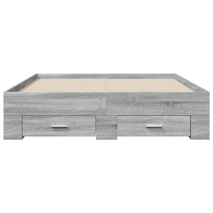 Cadru de pat cu sertare gri sonoma 140x190 cm lemn prelucrat - WALTI WALTI