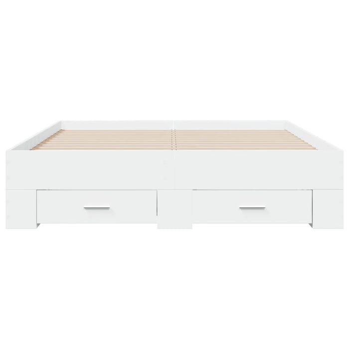 Cadru de pat cu sertare, alb, 135x190 cm, lemn prelucrat WALTI
