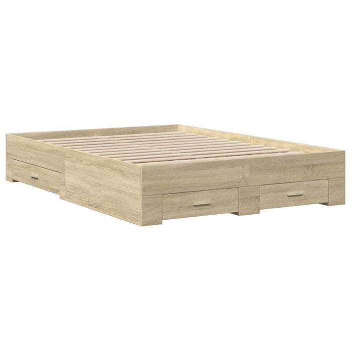 Cadru de pat cu sertare stejar sonoma 135x190 cm lemn prelucrat - WALTI WALTI