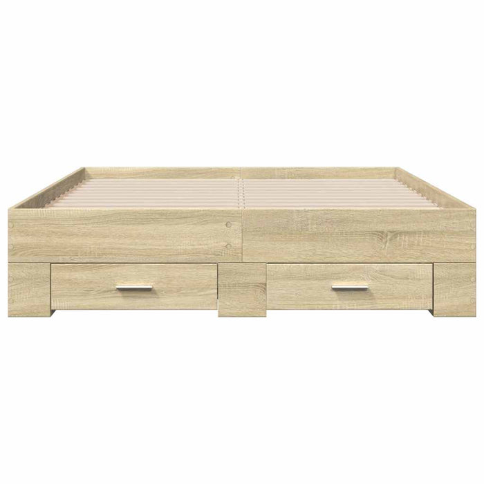 Cadru de pat cu sertare stejar sonoma 135x190 cm lemn prelucrat - WALTI WALTI