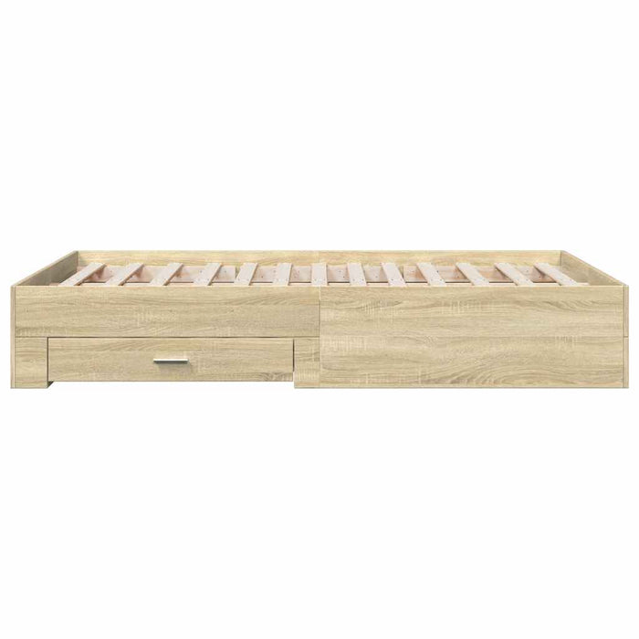 Cadru de pat cu sertare stejar sonoma 135x190 cm lemn prelucrat - WALTI WALTI