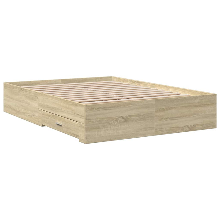 Cadru de pat cu sertare stejar sonoma 135x190 cm lemn prelucrat - WALTI WALTI