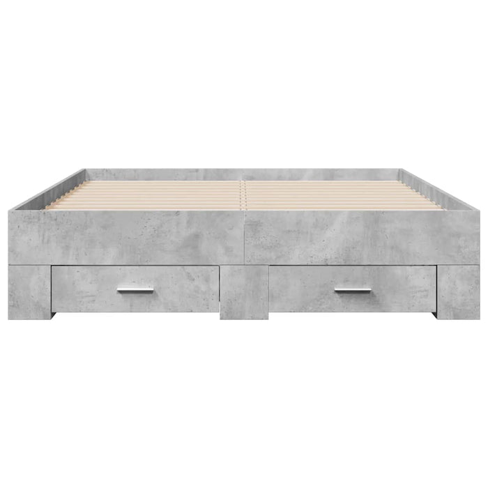 Cadru de pat cu sertare, gri beton, 135x190 cm, lemn prelucrat - WALTI WALTI
