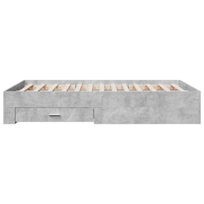Cadru de pat cu sertare, gri beton, 135x190 cm, lemn prelucrat - WALTI WALTI