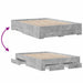 Cadru de pat cu sertare, gri beton, 135x190 cm, lemn prelucrat - WALTI WALTI