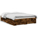 Cadru pat cu sertare stejar fumuriu 135x190 cm lemn prelucrat - WALTI WALTI