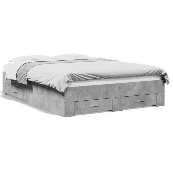 Cadru de pat cu sertare, gri beton, 120x190 cm, lemn prelucrat WALTI