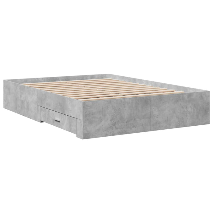 Cadru de pat cu sertare, gri beton, 120x190 cm, lemn prelucrat WALTI