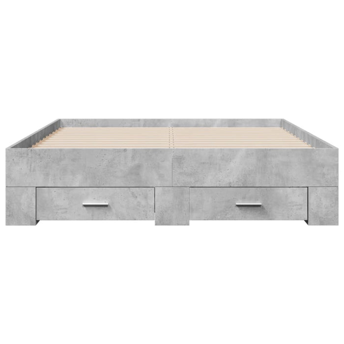 Cadru de pat cu sertare, gri beton, 120x190 cm, lemn prelucrat WALTI