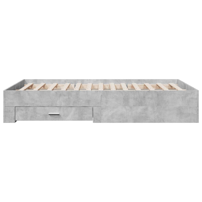 Cadru de pat cu sertare, gri beton, 120x190 cm, lemn prelucrat WALTI
