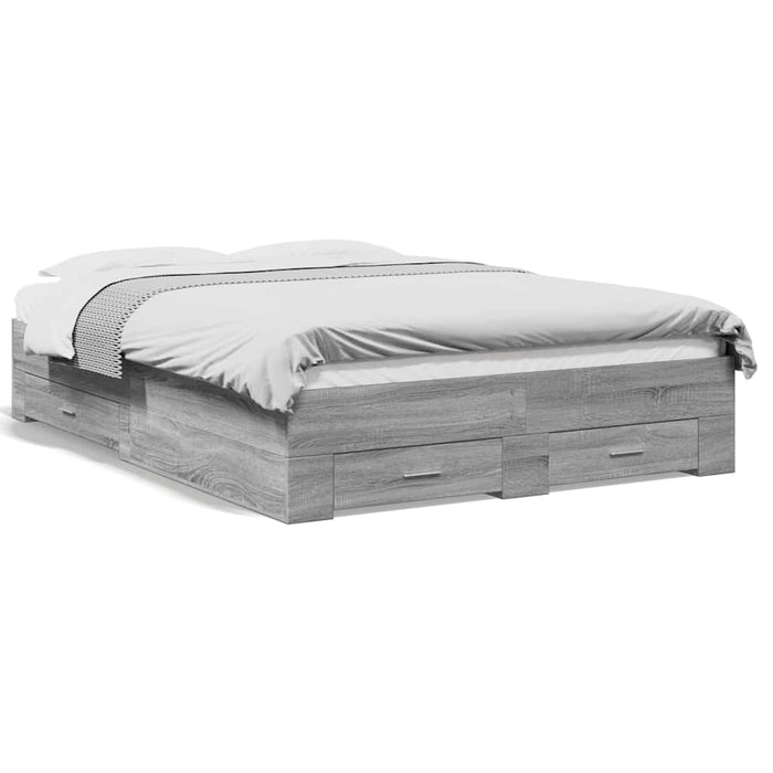 Cadru de pat cu sertare gri sonoma 120x190 cm lemn prelucrat - WALTI WALTI