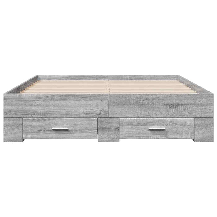 Cadru de pat cu sertare gri sonoma 120x190 cm lemn prelucrat - WALTI WALTI