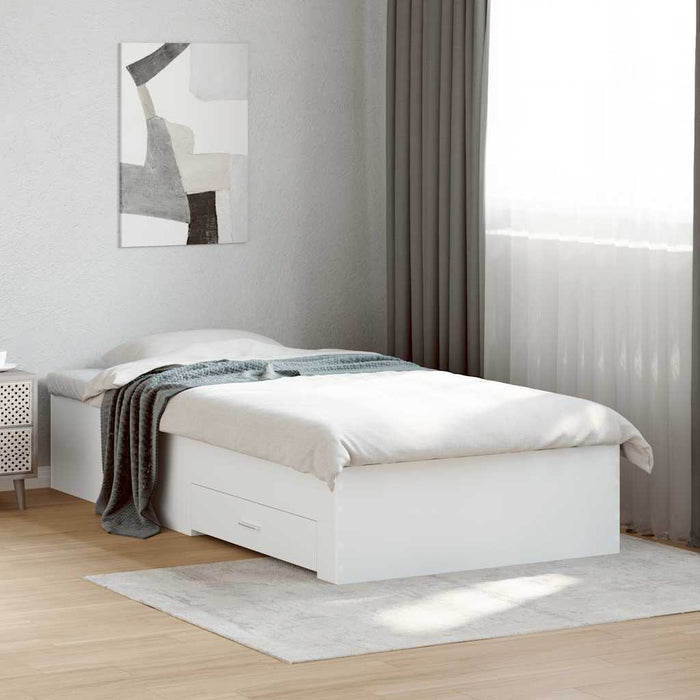Cadru de pat cu sertare, alb, 100x200 cm, lemn prelucrat WALTI
