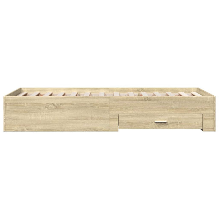 Cadru de pat cu sertare stejar sonoma 100x200 cm lemn prelucrat - WALTI WALTI