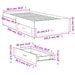 Cadru de pat cu sertare stejar sonoma 100x200 cm lemn prelucrat - WALTI WALTI