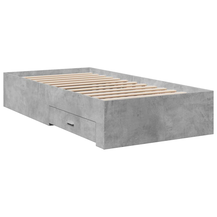 Cadru de pat cu sertare, gri beton, 100x200 cm, lemn prelucrat WALTI