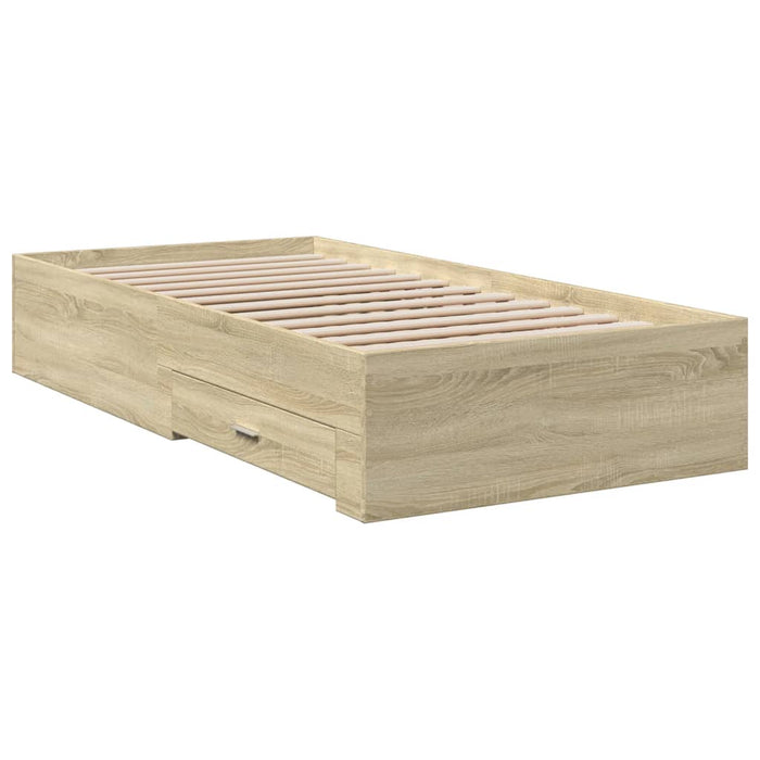 Cadru de pat cu sertare stejar sonoma 90x200 cm lemn prelucrat - WALTI WALTI