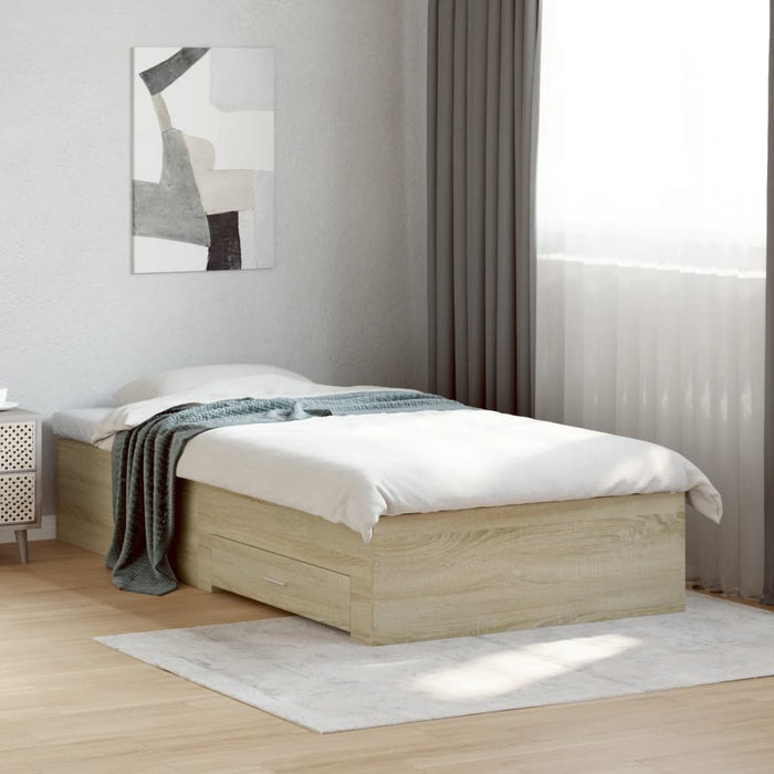 Cadru de pat cu sertare stejar sonoma 90x200 cm lemn prelucrat - WALTI WALTI