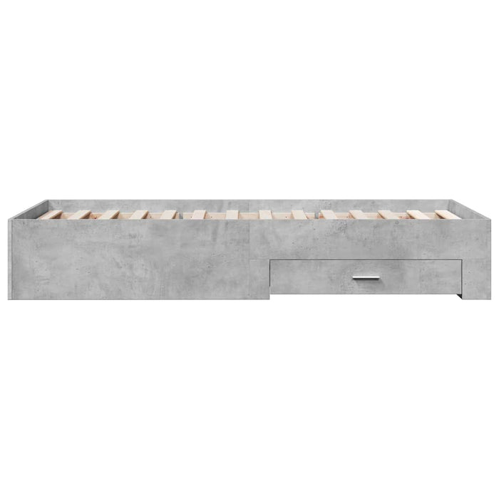 Cadru de pat cu sertare, gri beton, 90x200 cm, lemn prelucrat - WALTI WALTI
