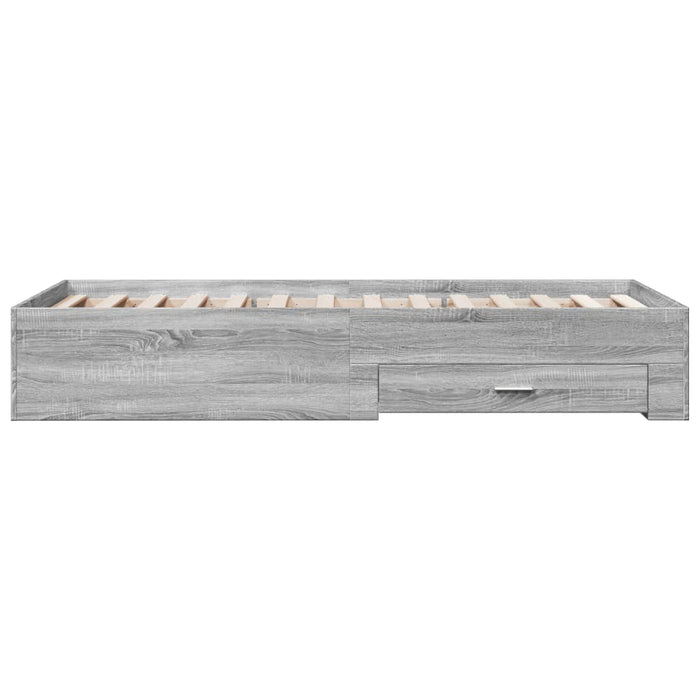 Cadru de pat cu sertare gri sonoma 90x200 cm lemn prelucrat - WALTI WALTI