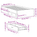 Cadru de pat cu sertare gri sonoma 90x200 cm lemn prelucrat - WALTI WALTI