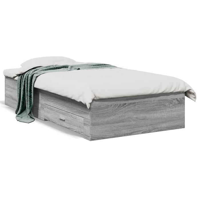Cadru de pat cu sertare gri sonoma 90x190 cm lemn prelucrat - WALTI WALTI