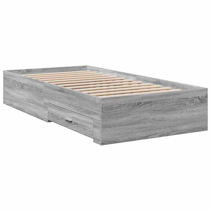 Cadru de pat cu sertare gri sonoma 90x190 cm lemn prelucrat - WALTI WALTI