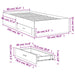 Cadru de pat cu sertare gri sonoma 90x190 cm lemn prelucrat - WALTI WALTI