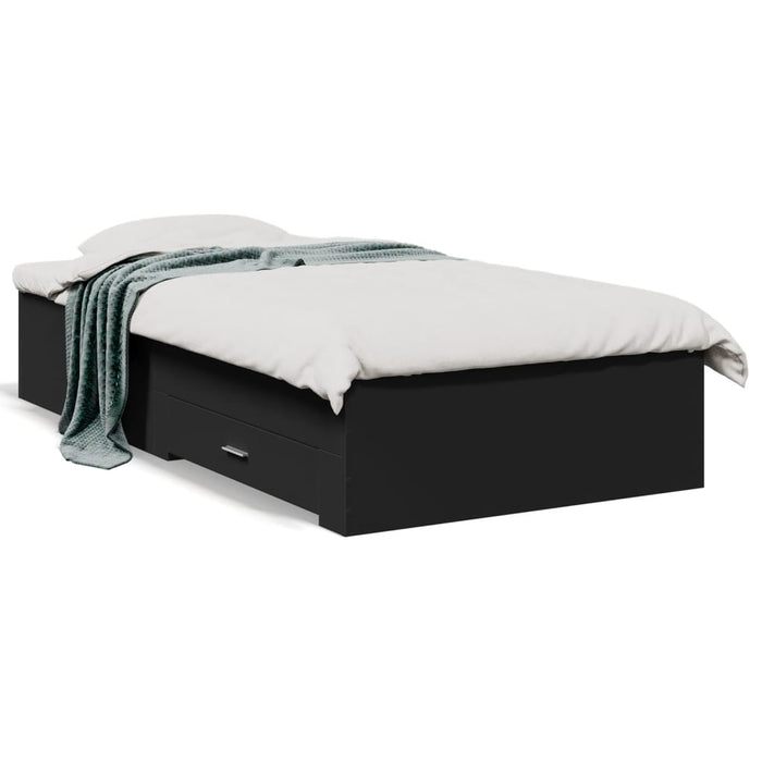 Cadru de pat cu sertare, negru, 75x190 cm, lemn prelucrat - WALTI WALTI