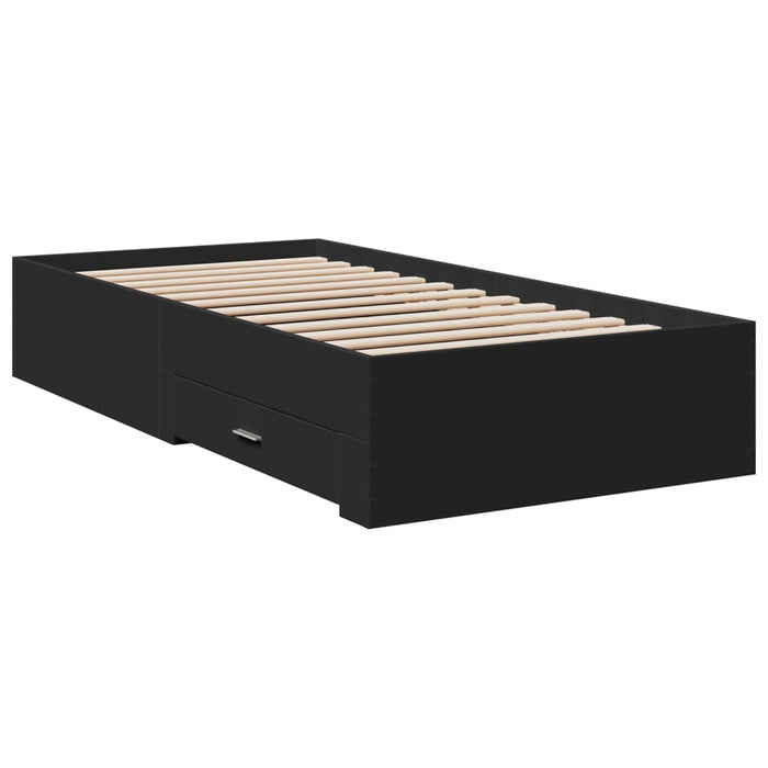 Cadru de pat cu sertare, negru, 75x190 cm, lemn prelucrat - WALTI WALTI