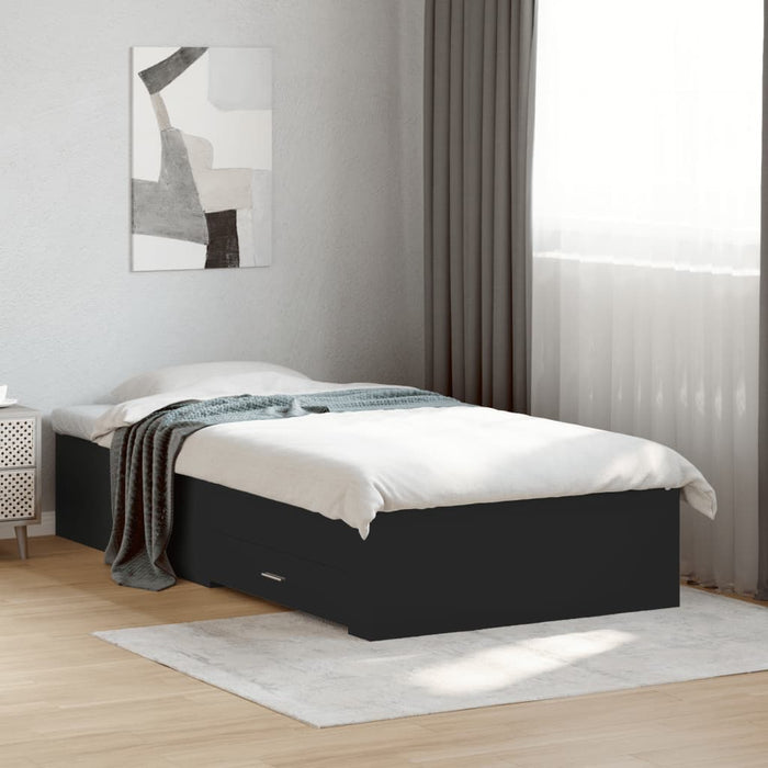 Cadru de pat cu sertare, negru, 75x190 cm, lemn prelucrat - WALTI WALTI