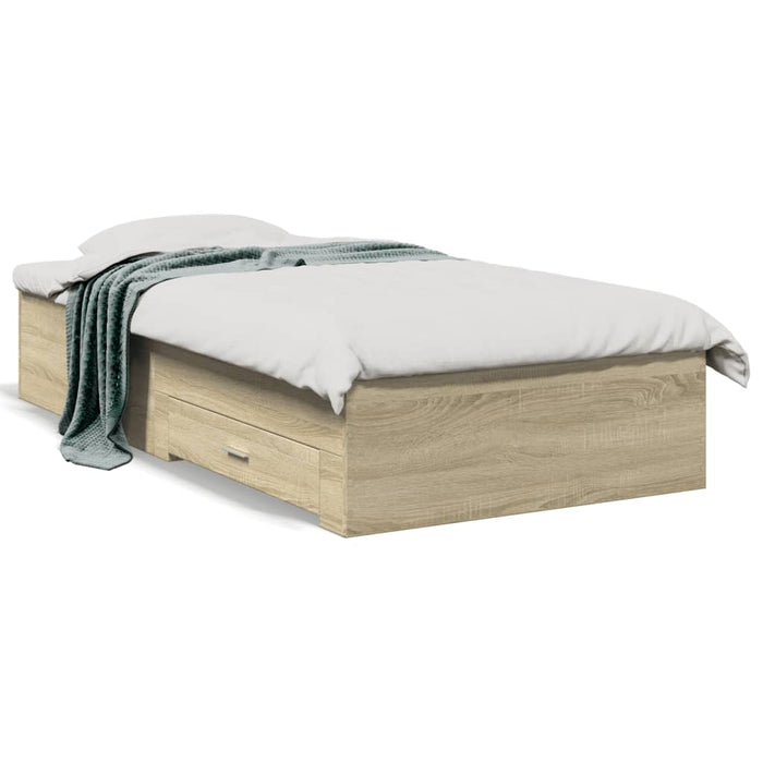 Cadru de pat cu sertare stejar sonoma 75x190 cm lemn prelucrat - WALTI WALTI
