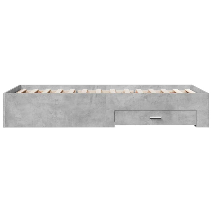 Cadru de pat cu sertare, gri beton, 75x190 cm, lemn prelucrat - WALTI WALTI
