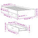 Cadru de pat cu sertare stejar fumuriu 75x190 cm lemn prelucrat - WALTI WALTI