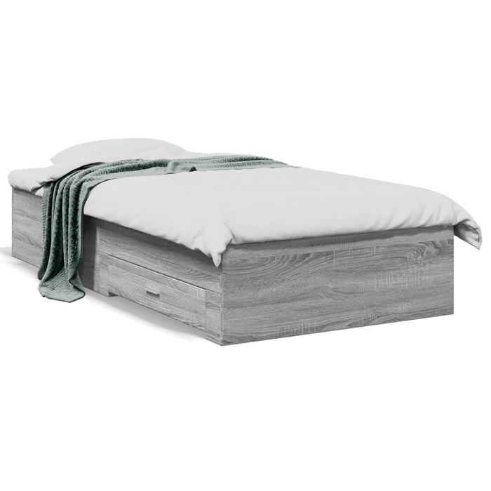 Cadru de pat cu sertare gri sonoma 75x190 cm lemn prelucrat - WALTI WALTI