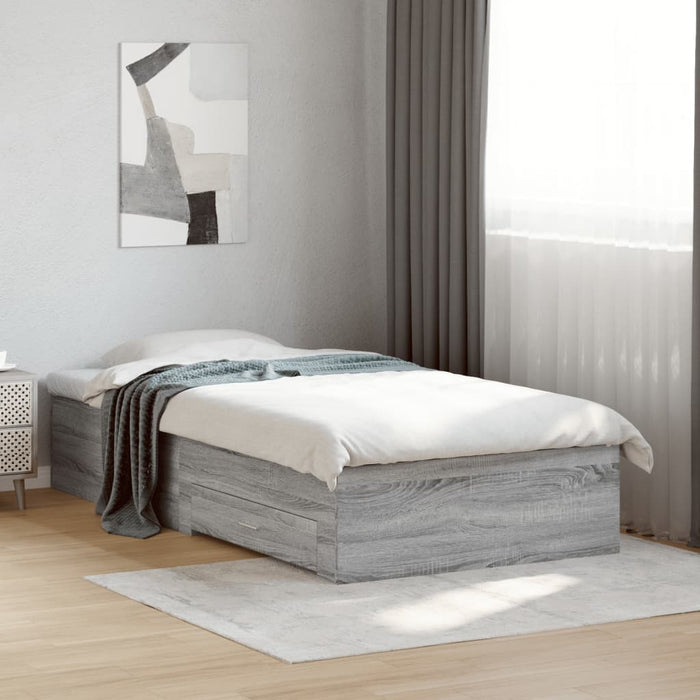 Cadru de pat cu sertare gri sonoma 75x190 cm lemn prelucrat - WALTI WALTI