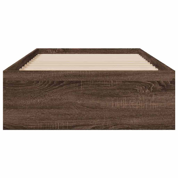 Cadru de pat cu sertare stejar maro 75x190 cm lemn prelucrat - WALTI WALTI